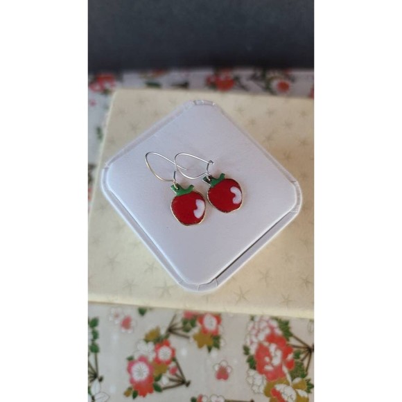 Enamel Apple Dangling Earrings - Picture 8 of 10